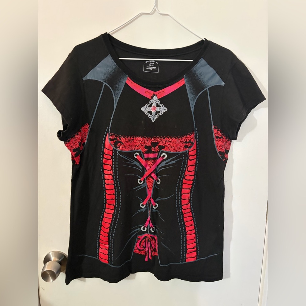 Juniors XL 15-17 Black and Red Graphic Top Halloween Tote9
